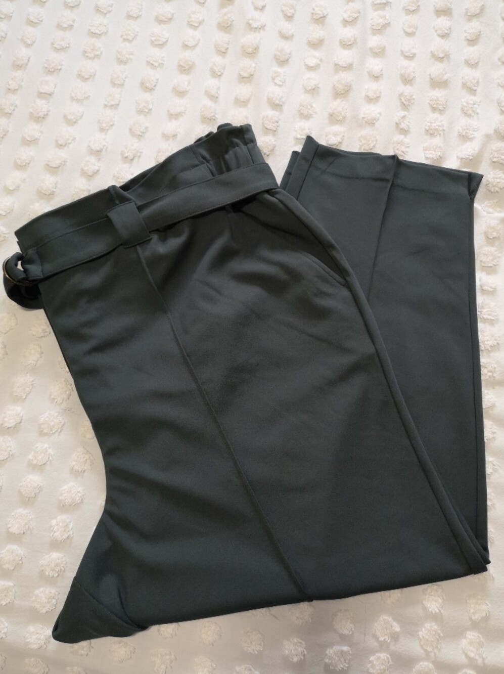 Penningtons Women's Green Dress Crop Pants with Belt Detail